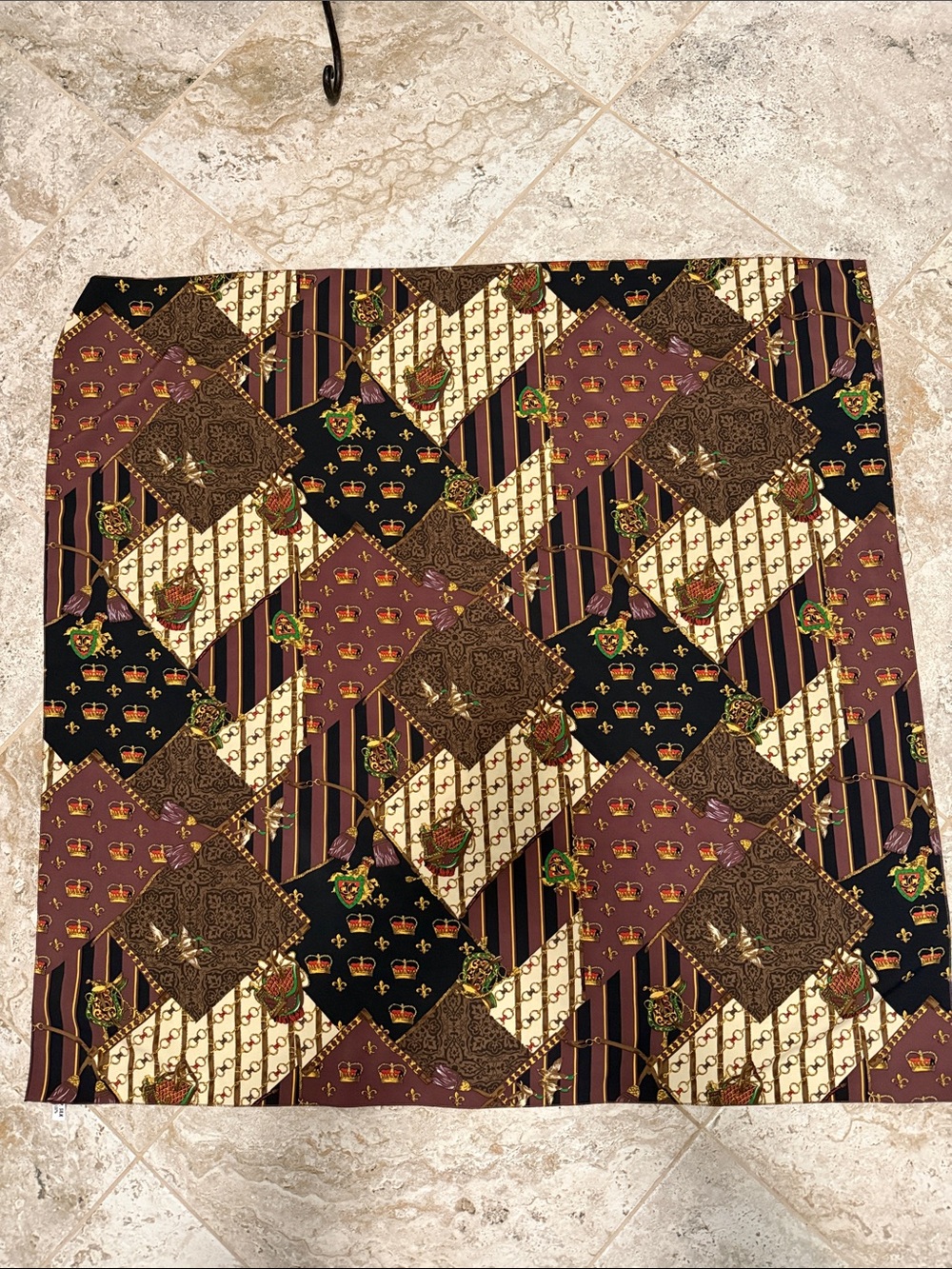 Silk Scarf in Brown, Black & Cream